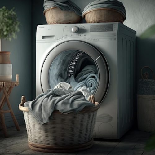 laundry-room-with-washing-machine-basket-full-clothes-ai-generative_123827-23534